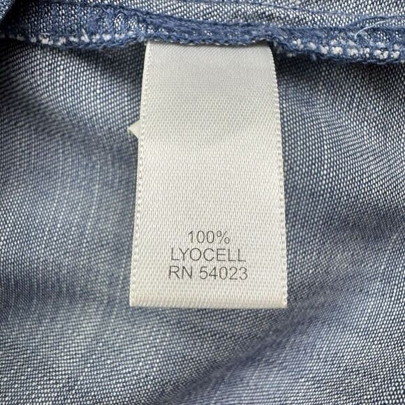 Banana Republic Chambray Shirt Dress Belted Tie Waist Long Sleeve Blue Size 2 - Picture 8 of 9